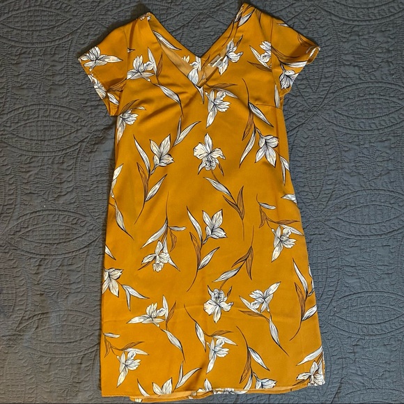 A New Day Floral Short Sleeve Shift Dress in Mustard Yellow - Picture 7 of 13